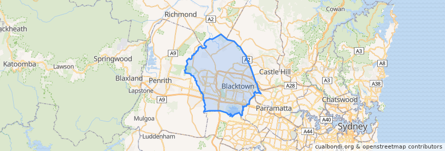 Mapa de ubicacion de Blacktown City Council.