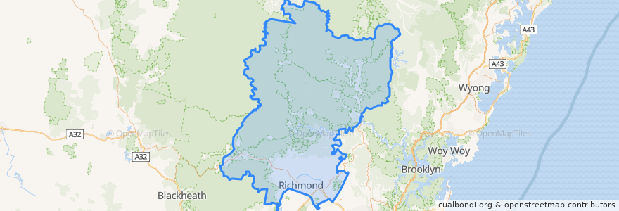 Mapa de ubicacion de Hawkesbury City Council.