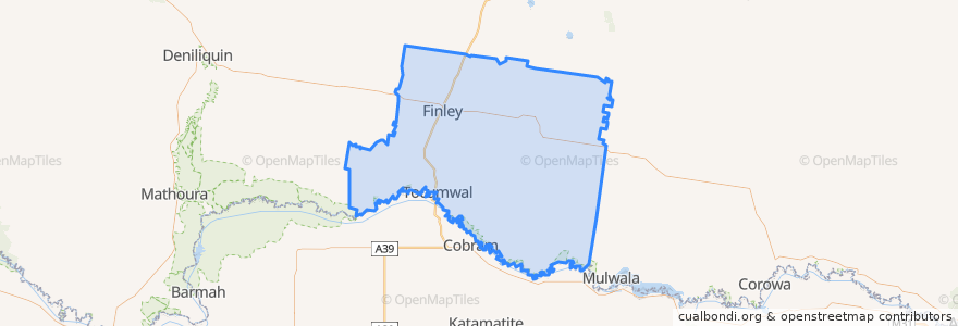 Mapa de ubicacion de Berrigan Shire Council.