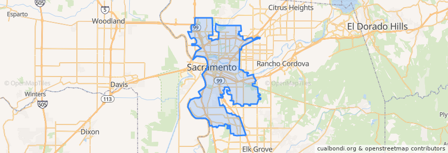 Mapa de ubicacion de Sacramento.