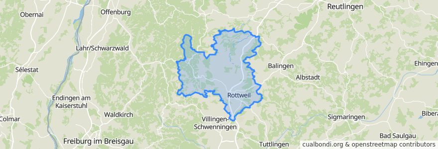 Mapa de ubicacion de Landkreis Rottweil.