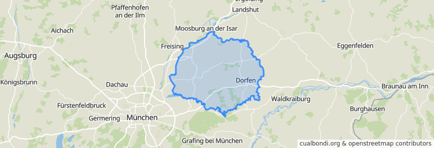 Mapa de ubicacion de Landkreis Erding.