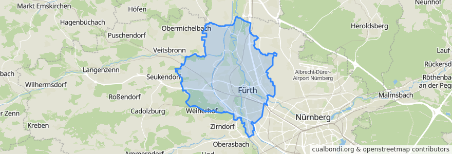 Mapa de ubicacion de Fürth.