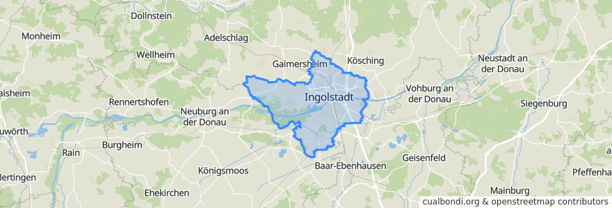 Mapa de ubicacion de Ingolstadt.