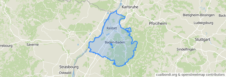 Mapa de ubicacion de Landkreis Rastatt.