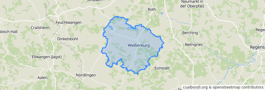 Mapa de ubicacion de Weißenburg-Gunzenhausen.