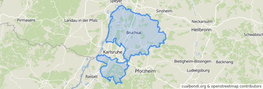 Mapa de ubicacion de Landkreis Karlsruhe.