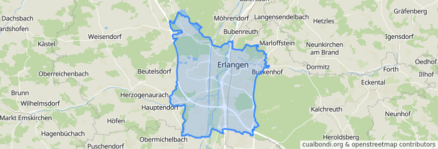 Mapa de ubicacion de Erlangen.