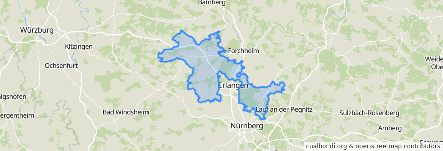 Mapa de ubicacion de Landkreis Erlangen-Höchstadt.