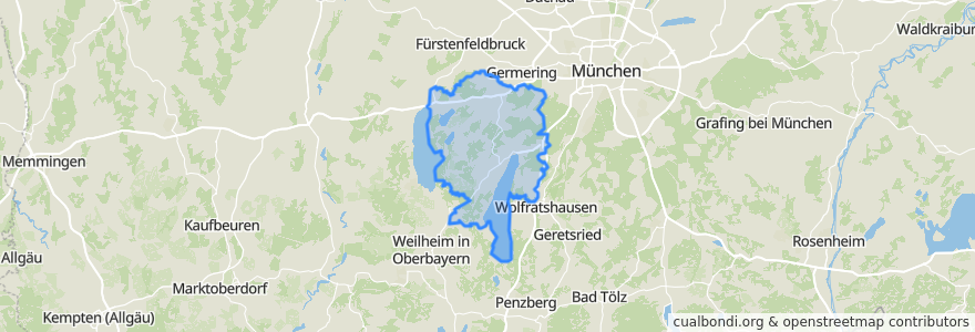 Mapa de ubicacion de Landkreis Starnberg.