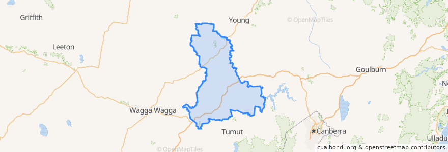 Mapa de ubicacion de Cootamundra-Gundagai Regional Council.