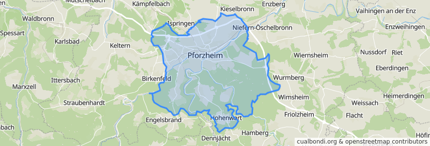 Mapa de ubicacion de Pforzheim.