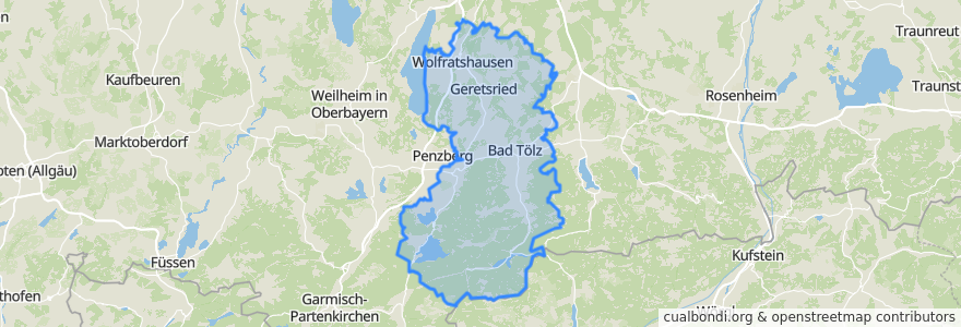 Mapa de ubicacion de Landkreis Bad Tölz-Wolfratshausen.