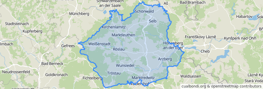 Mapa de ubicacion de Landkreis Wunsiedel im Fichtelgebirge.