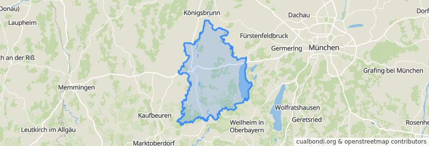 Mapa de ubicacion de Landkreis Landsberg am Lech.