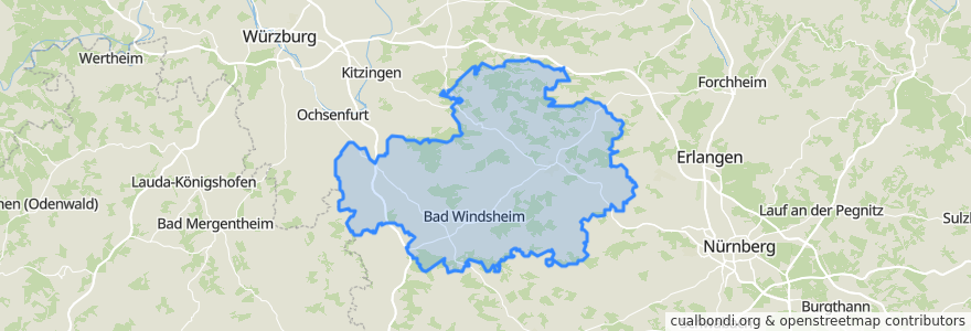 Mapa de ubicacion de Landkreis Neustadt an der Aisch-Bad Windsheim.