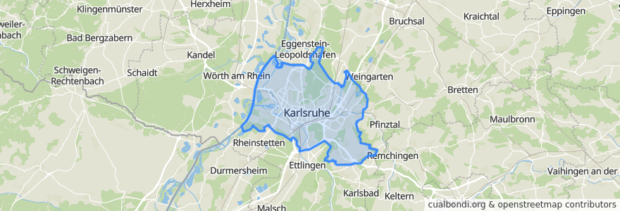 Mapa de ubicacion de Karlsruhe.