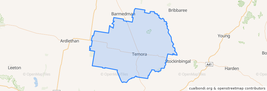 Mapa de ubicacion de Temora Shire Council.