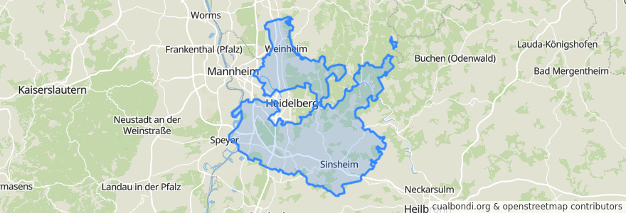 Mapa de ubicacion de Rhein-Neckar-Kreis.