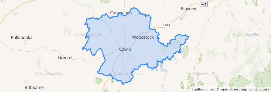 Mapa de ubicacion de Cowra Shire Council.