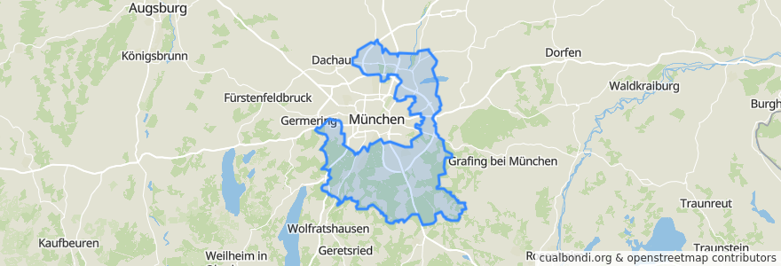 Mapa de ubicacion de Landkreis München.