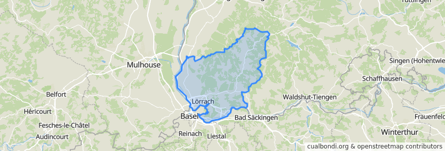 Mapa de ubicacion de Landkreis Lörrach.