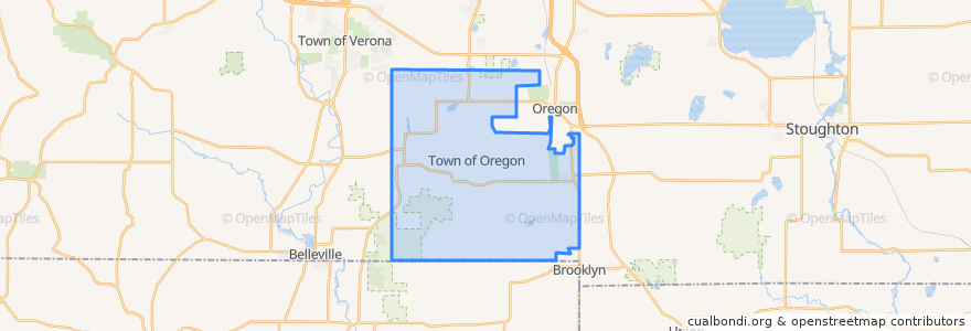 Mapa de ubicacion de Town of Oregon.