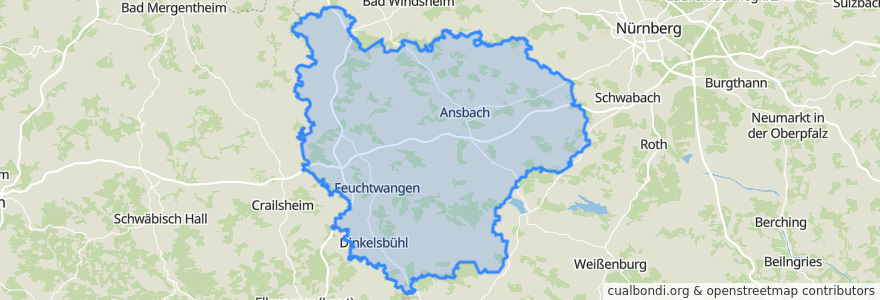 Mapa de ubicacion de Ansbach (district).