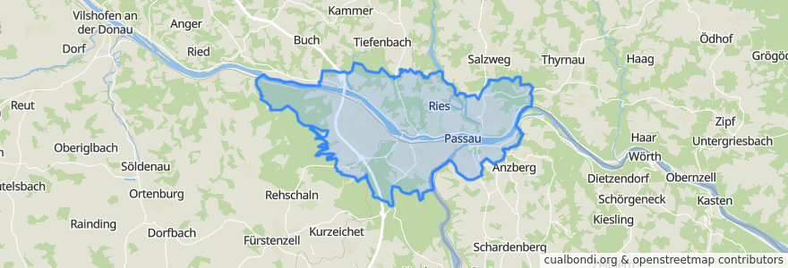 Mapa de ubicacion de Passau.