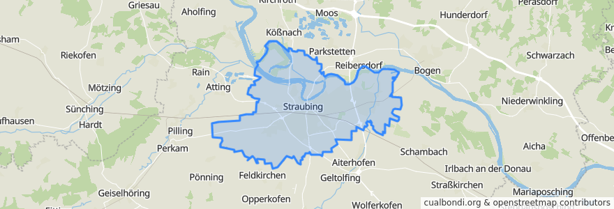 Mapa de ubicacion de Straubing.