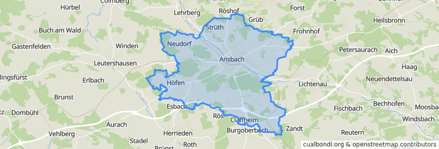 Mapa de ubicacion de Ansbach.