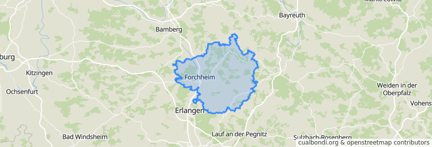 Mapa de ubicacion de Landkreis Forchheim.