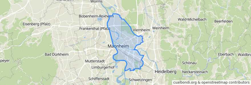 Mapa de ubicacion de Mannheim.