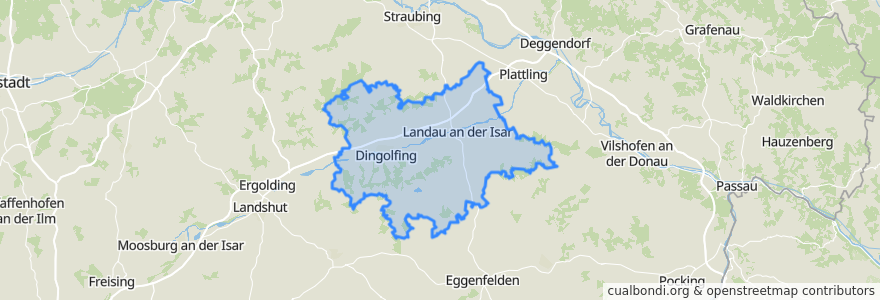 Mapa de ubicacion de Landkreis Dingolfing-Landau.