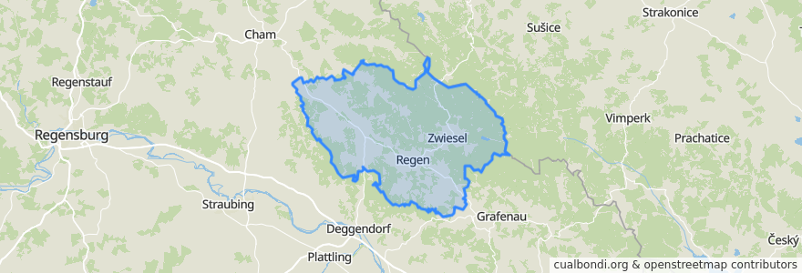 Mapa de ubicacion de Landkreis Regen.