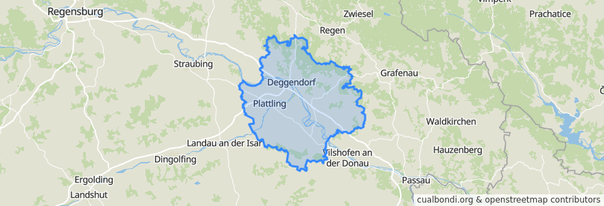 Mapa de ubicacion de Landkreis Deggendorf.