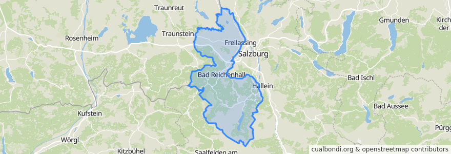 Mapa de ubicacion de Landkreis Berchtesgadener Land.