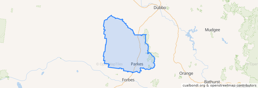 Mapa de ubicacion de Parkes Shire Council.