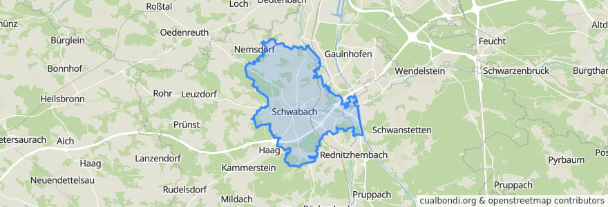 Mapa de ubicacion de Schwabach.