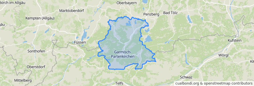 Mapa de ubicacion de Landkreis Garmisch-Partenkirchen.