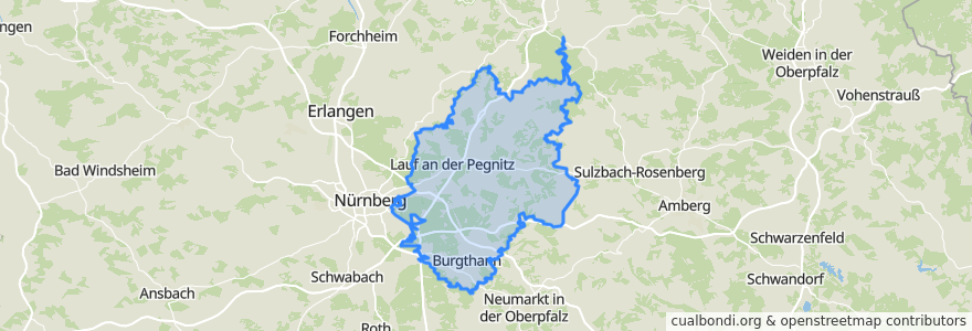 Mapa de ubicacion de Landkreis Nürnberger Land.