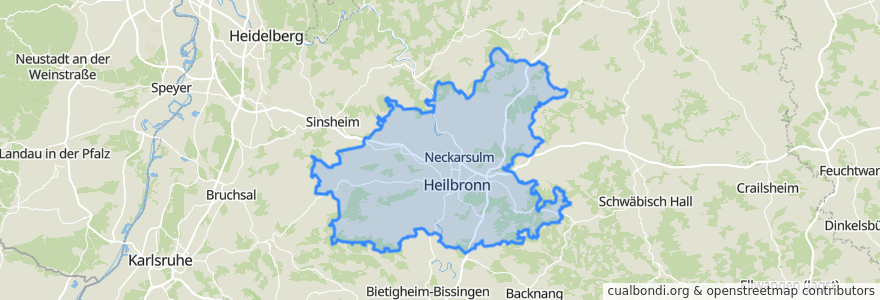 Mapa de ubicacion de Landkreis Heilbronn.