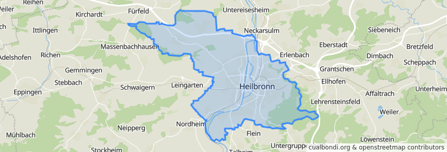 Mapa de ubicacion de Heilbronn.