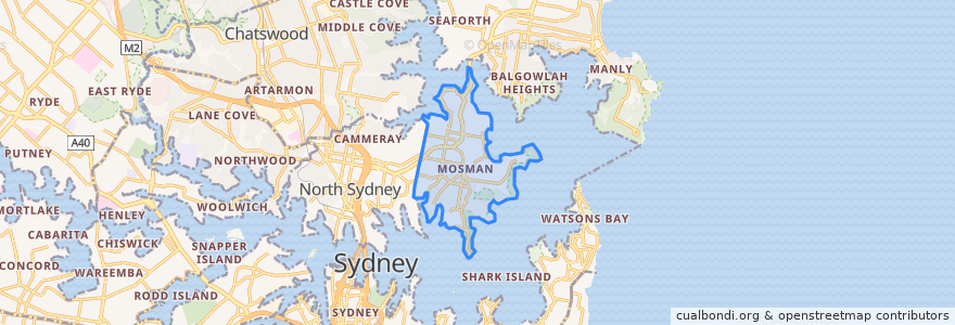 Mapa de ubicacion de Mosman Municipal Council.