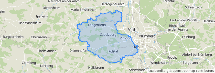 Mapa de ubicacion de Landkreis Fürth.