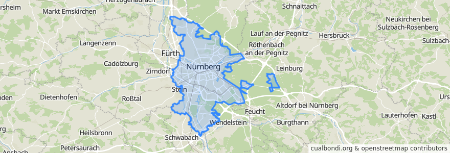 Mapa de ubicacion de Nürnberg.