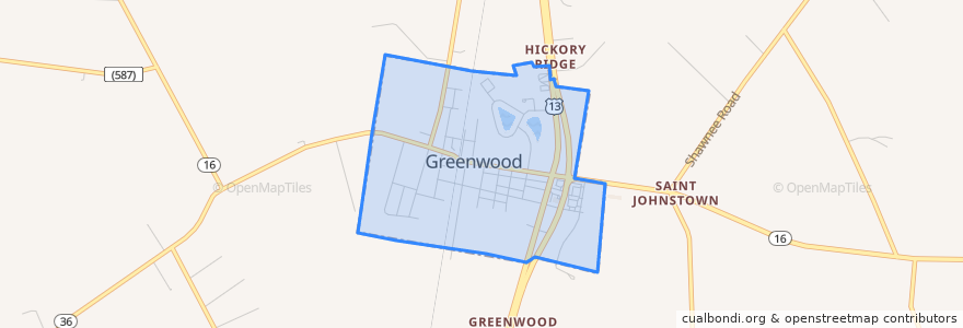 Mapa de ubicacion de Greenwood.