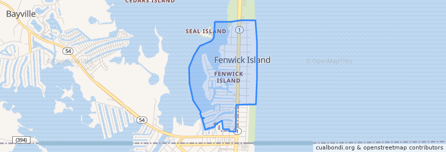 Mapa de ubicacion de Fenwick Island.