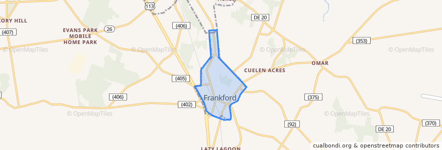 Mapa de ubicacion de Frankford.