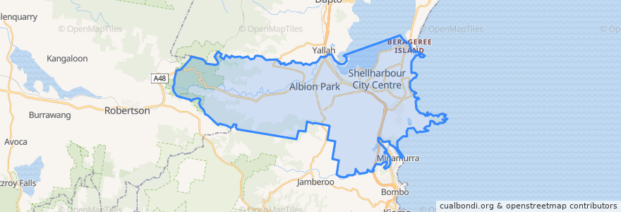 Mapa de ubicacion de Shellharbour City Council.